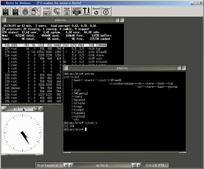Debian 3.0r0 on Bochs 2.1.pre1