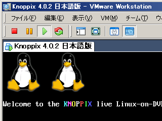 Guest OS(Knoppix 4.0.2)の起動画面